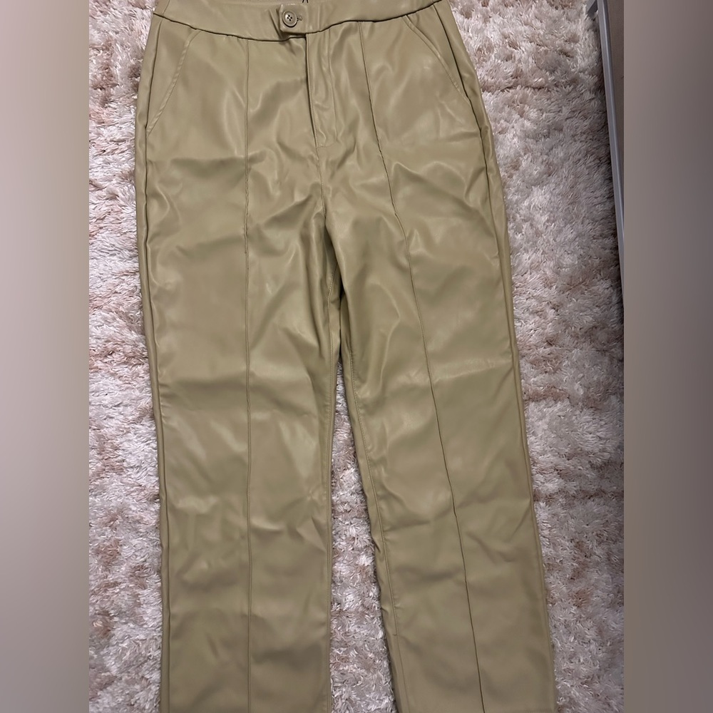 Faux tan leather pants from pretty little thing